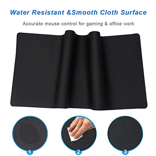 XXL Professional Large Mouse Pad & Computer Game Mouse Mat (35.4x15.7x0.12IN, 90x40 Black) - color: 90x40 Black, size: 35.4x15.7x0.1IN