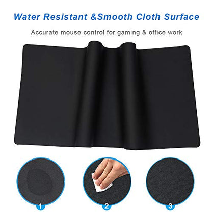 XXL Professional Large Mouse Pad & Computer Game Mouse Mat (35.4x15.7x0.12IN, 90x40 Black) - color: 90x40 Black, size: 35.4x15.7x0.1IN