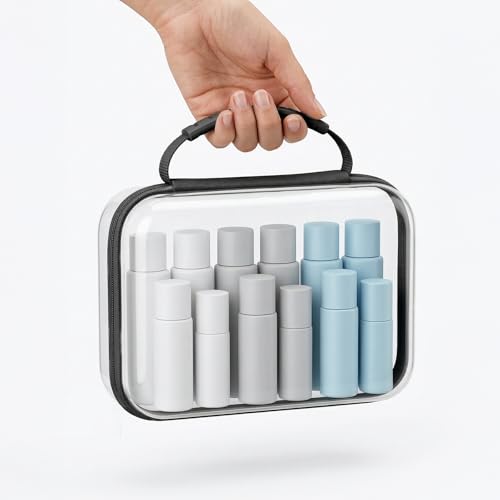 Clear Hard Shell Organizer Cases, 3 Pack with Handle | Durable PET shell with water-resistant, scratch-resistant surface for travel, toiletries, electronics and toys - color: Black1