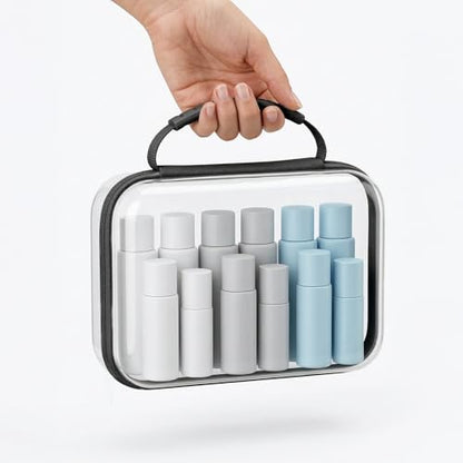 Clear Hard Shell Organizer Cases, 3 Pack with Handle | Durable PET shell with water-resistant, scratch-resistant surface for travel, toiletries, electronics and toys - color: Black1
