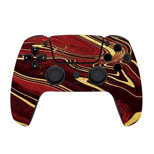 ProControllers LLC Custom Wireless Controller for PS5 - Hand Airbrushed & Multiple Designs Available (Red & Gold Swirl) - color: Red & Gold Swirl