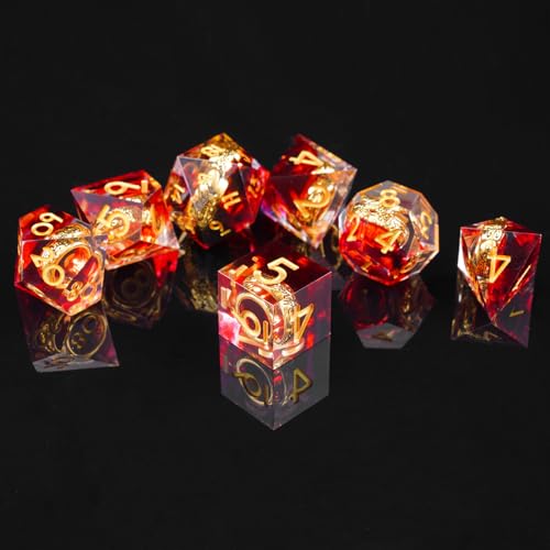 Ring DND Dice Set, 7 Pcs Magic Lord Ring DND Dice Resin Sharp Edge D&D Dice for Dungeons and Dragons RPG Role Playing Games