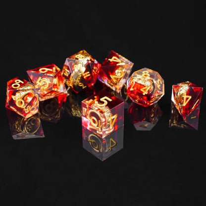 Ring DND Dice Set, 7 Pcs Magic Lord Ring DND Dice Resin Sharp Edge D&D Dice for Dungeons and Dragons RPG Role Playing Games