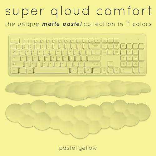 Cloud Keyboard Wrist Rest – Create-ables Qloud Cloud Wrist Rest for Computer Keyboard and Mouse, Ergonomic Memory Foam Wrist Pad with Non-Slip Base, Includes Cloud Mouse Pad – Yellow - color: 12 Pastel Yellow
