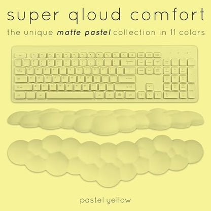 Cloud Keyboard Wrist Rest – Create-ables Qloud Cloud Wrist Rest for Computer Keyboard and Mouse, Ergonomic Memory Foam Wrist Pad with Non-Slip Base, Includes Cloud Mouse Pad – Yellow - color: 12 Pastel Yellow