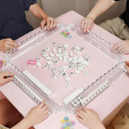 American Mahjong Racks with Pushers, Clear Acrylic Tile Holders, 4-Pack | Clear acrylic Mahjong racks with smooth pushers, keeping tiles organized and providing easy gameplay for family and friends
