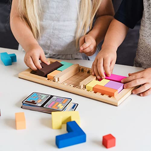 Katamino Family | Wooden Brain Teaser Puzzle Game for Kids and Parents | Educational Board Games for Toddlers and Kids of All Levels | Over 1000 Pentomino Combos | Ages 3+ | 1-2 Players | 10 Min