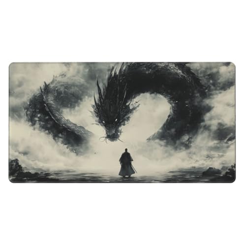 MTG Playmat Master Sword Dragon TCG Play Mat Original Hand-Painted Smooth Surface Stitched Edges Non-Slip Rubber Base for Trading Card Games Board Games 23.5x13.7in