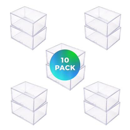 10-Pack Clear Acrylic Card Storage Boxes with Lids – Holds up to 100 Standard Trading Cards Each, Stackable Organizer for Sports & TCG Cards (Unsleeved) - size: 3 1/2" L x 2 1/2" W x 2" H, style: 10.0
