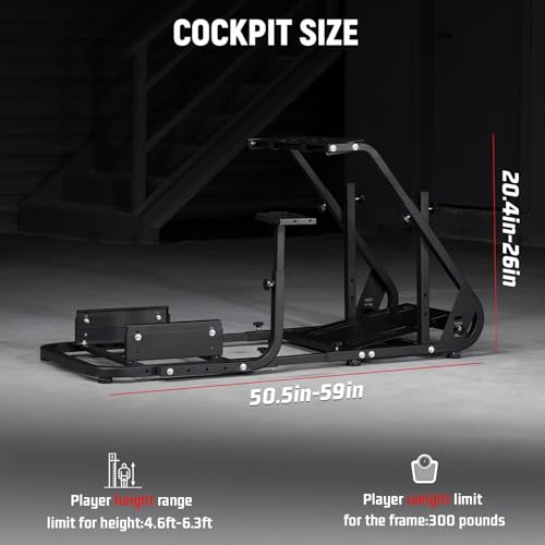 Dardoo Racing Simulator Cockpit Mountable Monitor Mount Fit for Logitech G923 G29 GPRO,for Thrustmaster T300RS GT T248,Adjustable Steering Wheel Stand,Not Included Wheel,Pedal, Handbrake and Seat