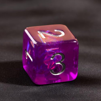 UDIXI DND Dice Set Purple Polyhedral Dice Set Iridescent Inclusions for D&D | Resin Material, Velvet Storage Bag, DM Gift, for Dungeons and Dragons Role Playing Games Tabletop Games - color: Purple