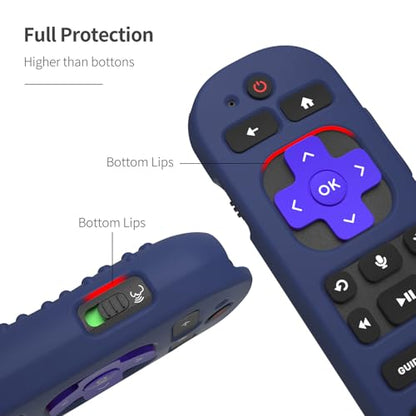 Silicone Cover for Roku Voice Remote Pro 2nd Ed. Roku Remote Control RCB1R Protective Silicone Case Sleeve Shockproof Skin for Roku Remote with Lanyard (Dark Blue) - color: dark blue