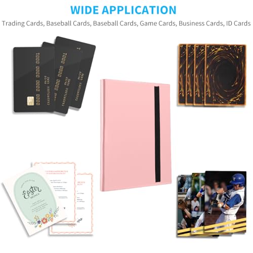 Card Binder, 360 Pockets Upgraded Trading Card Binders, Cards Collection Binder 9 Pocket, Side Loading Yugioh Binder Book Holder for MTG, TCG, Sport, Football, Baseball Collector Cards - Pink - color: Pink