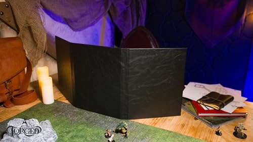 Game Master Screen - 30in Portrait DM Screen Compatible with Dungeons and Dragons and Other TTRPG - Faux Dragon Skin with Clear Dry Erase 8.5 x 11 Pockets - Slipcase Stores with DND Books - Black - color: Portrait Black