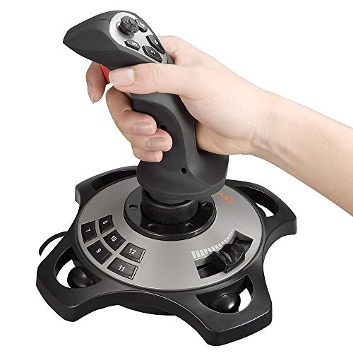 PC Joystick, YF2009 USB Gaming Controller with Vibration Feedback and Throttle, Wired Flight Stick for PC Computer Laptop (Renewed)