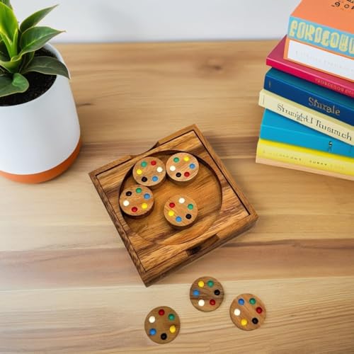 Circles Color Match challenging Wooden IQ Puzzle Fun Play Brain Teaser Game for Adults and Teens - style: Circles Color Match