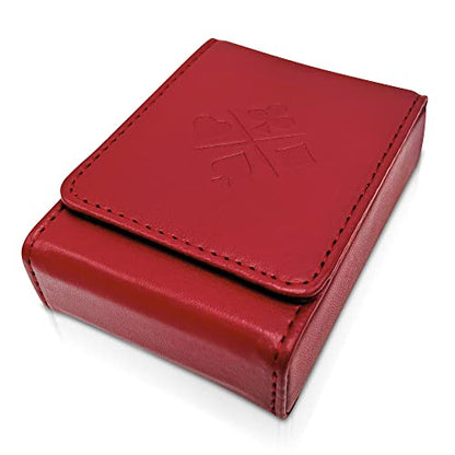 Single Deck Leather Playing Card Case/Holder - Fits Poker and Bridge size cards (Wine Red) - color: Wine Red