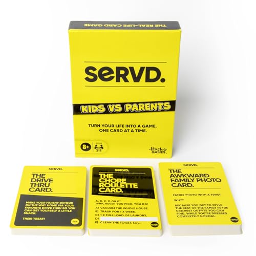 Hasbro SERVD Kids vs Parents Edition Game – Hilarious Real-Life Family Card Game for Kids, Teens, Adults – Fun Challenges – 2-6 Players – Ages 8+ - style: Kids vs Parents