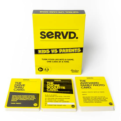Hasbro SERVD Kids vs Parents Edition Game – Hilarious Real-Life Family Card Game for Kids, Teens, Adults – Fun Challenges – 2-6 Players – Ages 8+ - style: Kids vs Parents