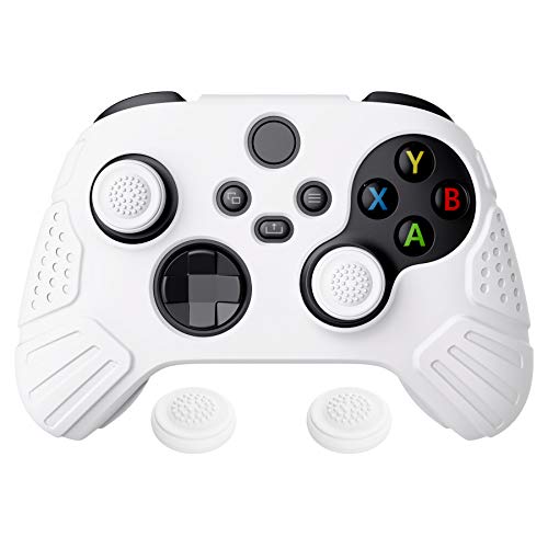 eXtremeRate PlayVital Guardian Edition White Ergonomic Soft Anti-slip Controller Silicone Case Cover for Xbox Series X/S, Rubber Protector Skins with Joystick Caps for Xbox Core Wireless Controller - color: White