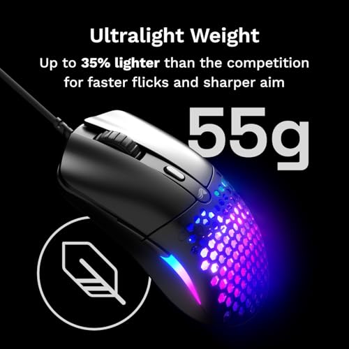 GLORIOUS Model O Eternal Ultralight RGB Gaming Mouse - Wired - 55g Lightweight - Customizable RGB Lighting - 6 Programmable Buttons - Symmetrical Design - 12K DPI Optical Sensor - PC/Mac - Black - color: Matte Black, style: Model O Eternal (Ambidextrous)