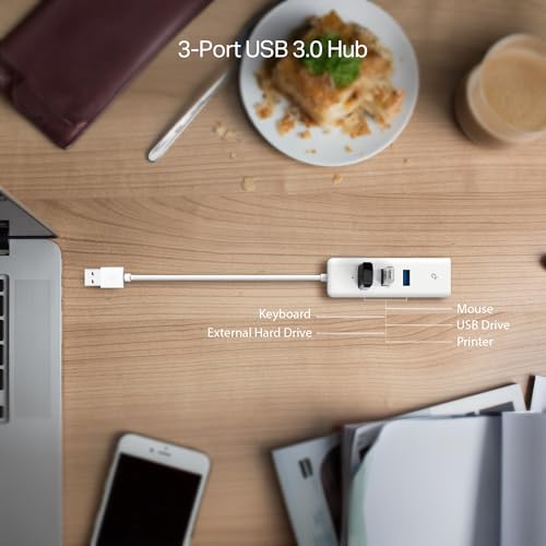 TP-Link USB 3.0 to Ethernet Adapter (UE330) - Portable 3-Port USB Hub with 1 Gigabit RJ45 Ethernet Port, Laptop Network Adapter, Supports Win 7/8/8.1/10, Mac OS X (10.6-10.14), Linux OS and Chrome OS - style: USB-A with 3-Ports