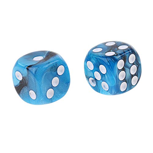 10PCS Polyhedral Dice D6 Dice 16mm Acrylic Dice Game Dice for RPG MTG DND Dice Table Games (Blue Black) - color: Blue Black