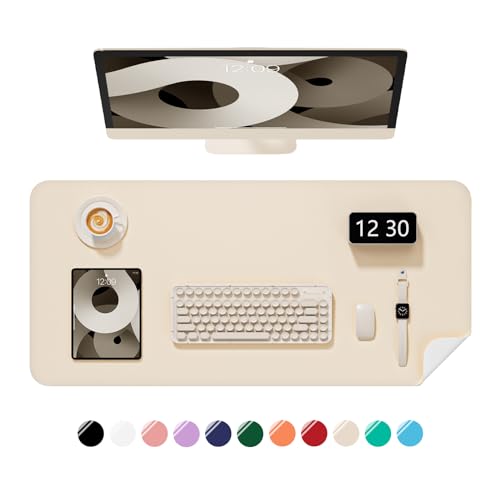 Desk Pad, 23.6" x 13.8" PU Leather Non-Slip Desk Mat Large Mouse Pad for Desktop, Waterproof Laptop Computer Writing Mat for Office, Home, Work, Gaming, Beige - color: Beige, size: 23.6" x 13.8"