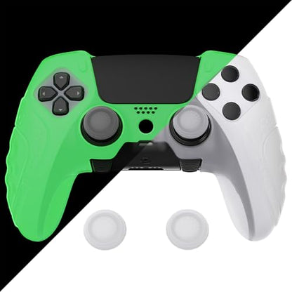 PlayVital Guardian Edition Glow in Dark Anti-Slip Ergonomic Silicone Cover Case for ps5 Edge Controller, Soft Rubber Protector Skin for ps5 Edge Wireless Controller with Thumb Grip Caps - Green - color: Glow in Dark Green
