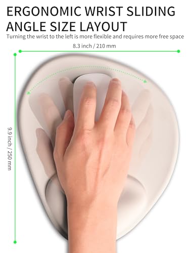 Palm-Rest and Wrist-Hugging Mouse Pad Wrist Rest, Ergonomic Wrist Support with Curve Fitting Cushioned Memory Foam for Carpal Tunnel Pain Relief, 9.9 x 8.3 Inch, Love of Apricot White - color: Love of Apricot White