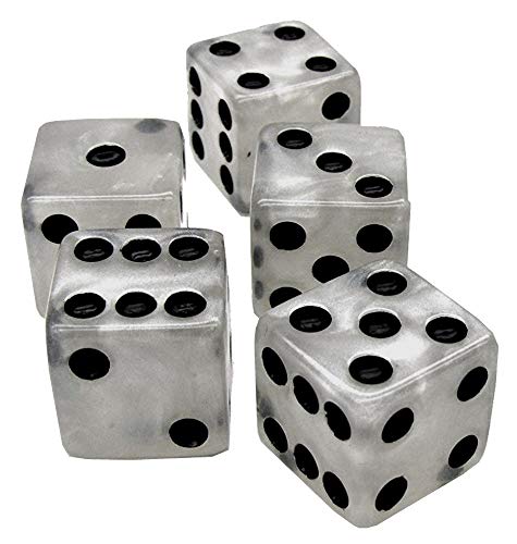 Cyber-Deals Set of 16mm Marbleized Dice and Black PU Leather, Velvet Lined Dice Cup with Storage Compartment (Gift Boxed) (Pearl Dice, Black Lining Cup) - color: Pearl Dice, Black Lining Cup