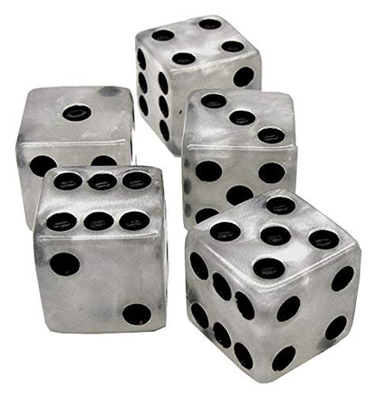Cyber-Deals Set of 16mm Marbleized Dice and Black PU Leather, Velvet Lined Dice Cup with Storage Compartment (Gift Boxed) (Pearl Dice, Red Lining Cup) - color: Pearl Dice, Red Lining Cup