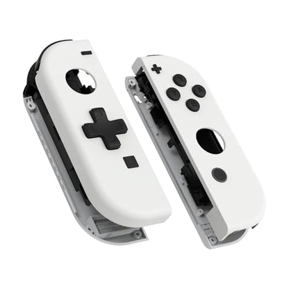 eXtremeRate White DIY Housing (D-Pad Version) with Full Set Buttons for Joycon Handheld Controller, Replacement Shell Case for Nintendo Switch & Switch OLED [Only The Shell, NOT The Joycon] - color: White