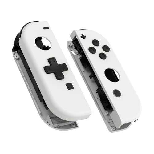 eXtremeRate White DIY Housing (D-Pad Version) with Full Set Buttons for Joycon Handheld Controller, Replacement Shell Case for Nintendo Switch & Switch OLED [Only The Shell, NOT The Joycon] - color: White
