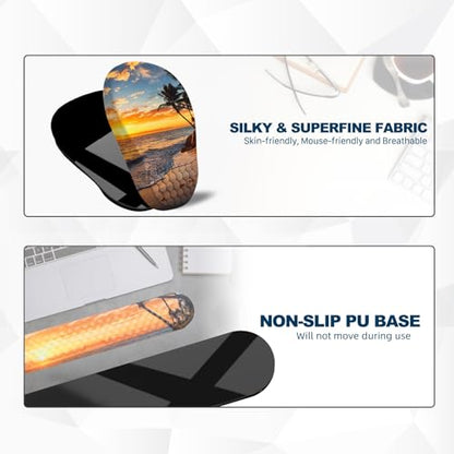 Ergonomic Mouse Pad and Keyboard Wrist Rest with Massage Design, Space-Saving Mouse Pad Wrist Support, Memory Foam Wrist Rest with Non-Slip PU Base for Computer Desk, Beach - color: Massage03-beach