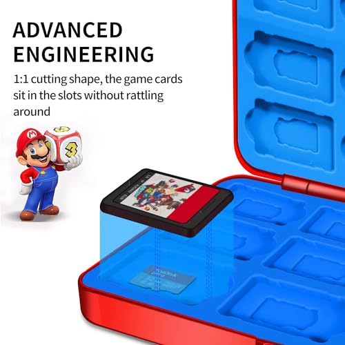 Switch Game Case Holder - 2 Pack Mini Game Organizer Small Portable Traveler Gift Accessories with 24 Cartridge Slots and 24 Micro SD Card Storage, Magnetic Closure, Hard Shell and Soft Lining