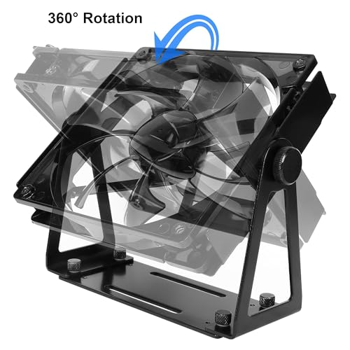 Computer Fan Stand - 120mm 140mm PC Fan Desk Stand, Heavy Duty Metal Adjustable Mount with 360° Rotation, Desktop Cooling Stand for PC, Router & Electronics (Fan Not Included)