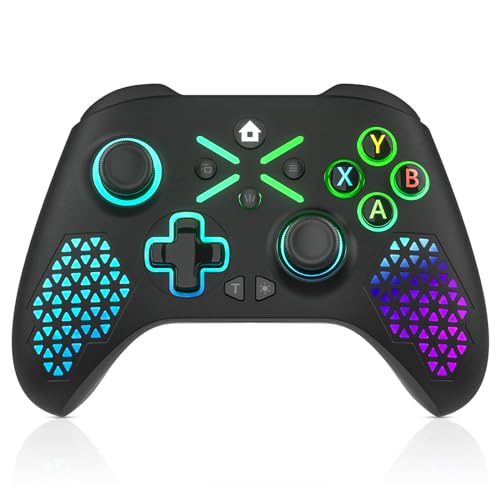 Dinosoo RGB Wireless for Xbox Controller Series X|S, Xbox One & PC Windows 10/11, Built-in Battery Dual Vibration Turbo Macro Function, 2.4GHz Adapter
