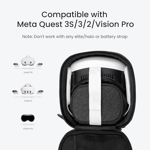 KIWI design P4 Carry Case for Quest/Vision, Fit Original Strap & Controller | A Compact and Light Case with 10-mm Protective Shell and Soft Lining for Vision Pro & Quest 3S/3/2, Not for Elite/Halo Strap