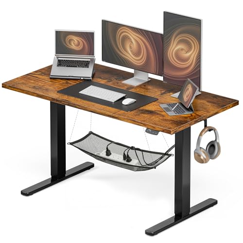 Acrolix Electric Standing Desk with Cable Management,Rustic Brown Height Adjustable Desk with Memory Presets, Sit Stand Table for Work from Home, Ergonomic Computer Desk,55 x 24 inch - color: Rustic Brown, size: 55
