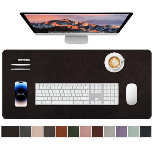 CHEERYGOO Leather Desk Pad Protector, Mouse Pad, Office Desk Mat, Non-Slip PU Leather Desk Blotter, Laptop Desk Pad, Waterproof Desk Writing Pad for Office and Home 31.5"x 15.7" L Black - color: Black, size: 31.5" x 15.7"