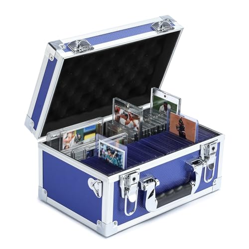 Collectable Trading Card Cases, Toploaders Storage Box, Magnetic Card Storage Hard Cabinet, Graded Card Storage Case, Sports & Trading Collector Storage Box (Blue) - color: Blue, size: Small