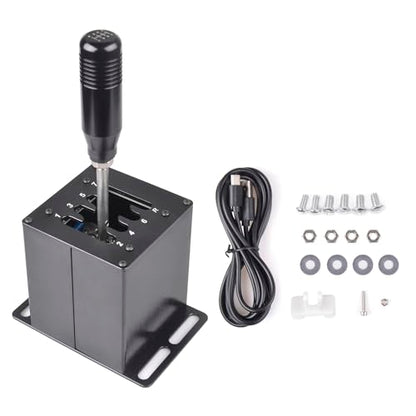 ZHSYMX PC USB Simulator Shifter Compatible with Logitech G29/G27/G25/G920,Thrustmaster T300 T500 Steering Wheel Applicable for ATS ETS Dust WRC Sim Racing Games H Shifter 7+R(PC System) Black - color: 7+R PC USB Shifter