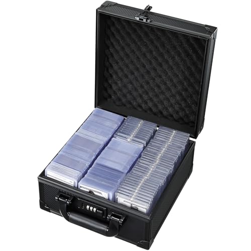 Card Storage Box for 3" x 4" 35pt Toploaders, Sports Cards Case with Lock, Trading Card Storage Box Holds 390 Top Loaders or 99 Magnetic Holders, Card Collection Box for Collectors - size: 3-Row