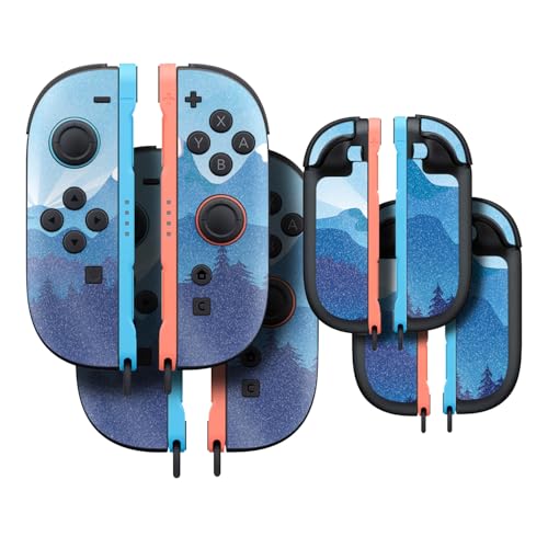 Glossy Glitter Gaming Skin Compatible With Nintendo Switch 2 Joy-Con Controller 2 Pack - Blue Mountains - Premium 3M Vinyl Protective Wrap Decal Cover - Easy To Apply Crafted in the USA by MightySkins - color: Blue Mountains, size: 2 Pack of Joy-Con Skins