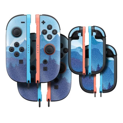 Glossy Glitter Gaming Skin Compatible With Nintendo Switch 2 Joy-Con Controller 2 Pack - Blue Mountains - Premium 3M Vinyl Protective Wrap Decal Cover - Easy To Apply Crafted in the USA by MightySkins - color: Blue Mountains, size: 2 Pack of Joy-Con Skins