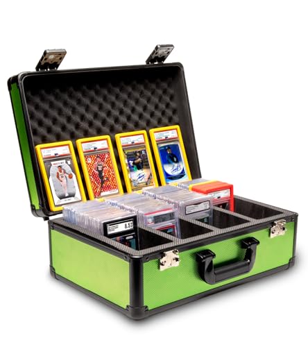 SLAB ARMOR 4 Row Graded Card Storage Box PSA Card Slab Case For Graded cards Holds 160+ Slabs Graded Card Case for PSA Slab Box Graded Card Storage Sports Baseball Card Collector Gifts ( LIME GREEN ) - color: Lime Green