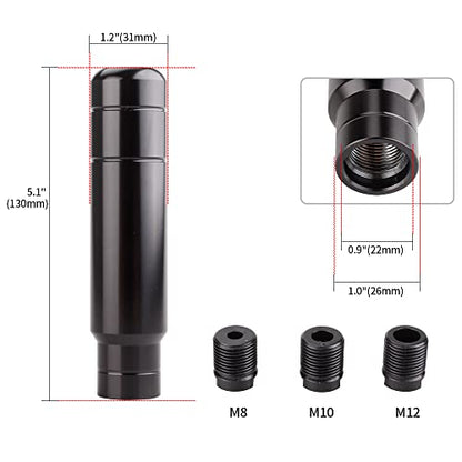 BARTOO Aluminum Alloy Heavy Weighted Shifter Knob, 5" Auto Gear Shift Knob, Car Gear Lever Stick Shifter Handle,with 3 Threaded Adapters M8 M10 M12,Fit Most Automatic Manual Vehicle (Black) - color: Black