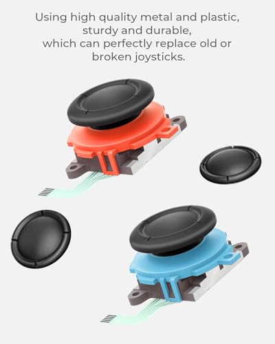 Semaiki for Nintendo Switch 2 Joy-con Joysticks Replacment, 3D Analog Joystick Thumb Caps with Screwdriver, Pry Tool, Tweezer,Anti-Drift Switch 2 Joysticks Parts and Repair Tool Kits