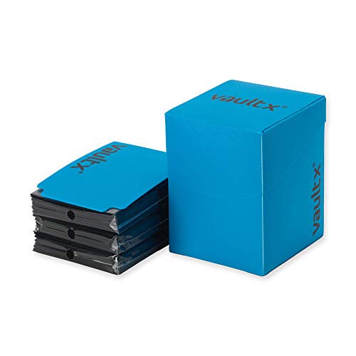 Vault X Large Standard Deck Box with 150 Black Sleeves, fits 100+ Sleeved Trading Cards (Blue) - color: Blue